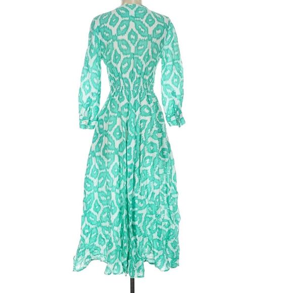 NIMO with LOVE 100% Linen Mint Green Long Sleeve Resort Maxi Dress Size S - Picture 5 of 7